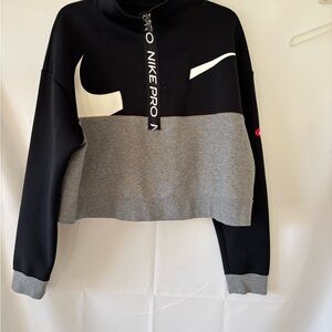 Nike Women's Black and Gray Cowl Neck Sweater